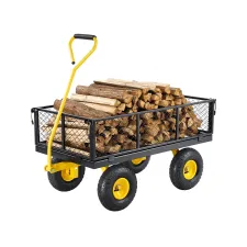 900 Lb Steel Garden Cart Wagon with 10in Tires, Removable Mesh Sides & Rotating Handle