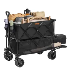 Foldable Double Decker Wagon Cart, 400L, All-Terrain Wheels, 52in Extender