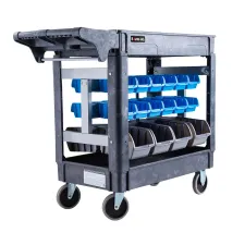 Baumr-AG Parts Bin Trolley Service Utility Cart with 32 Bins and 2 Shelves