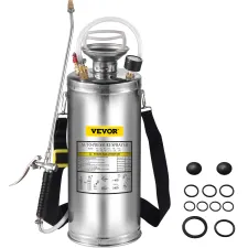 2 Gal Stainless Steel Hand Pump Sprayer with 20" Wand and Pressure Gauge