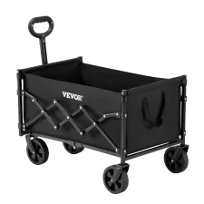 Collapsible Wagon Cart, 120L, 225 lb, All-Terrain Wheels, Adjustable Handle, Black
