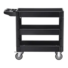 3-Shelf Utility Service Cart, 550 lb, Plastic, 360° Swivel Wheels, 2 Brakes