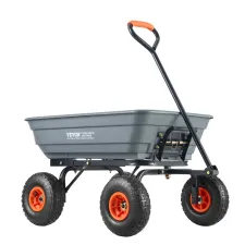Poly Garden Dump Cart 600 lb with Steel Frame, Convertible Handle and 10in Tires