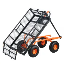 Metal Garden Dump Cart 399kg with Convertible Handle and 25.4cm Tyres