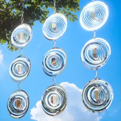 Reflective 3D Stainless Steel Wind Spinner Bird Deterrent Garden Decor