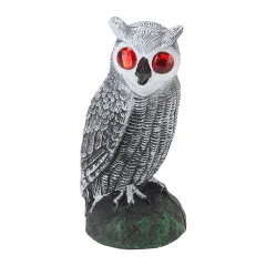 Plastic Owl Bird Deterrent Garden Decoy with Red Eyes