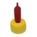 Red rubber drinking nipple with yello screw on cap
