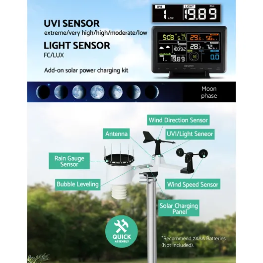 Devanti Weather Station Indoor Outdoor Wireless WiFi Professional Solar Sensor image: 4