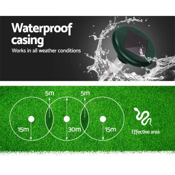 10X Solar LED Snake Repeller Multi Pulse Plus Ultrasonic Pest Rodent Repellent image: 4