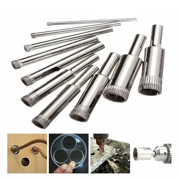 10 Pcs Diamond Glass Drill Bit Set Core Cutter & Saw Tool image: 2