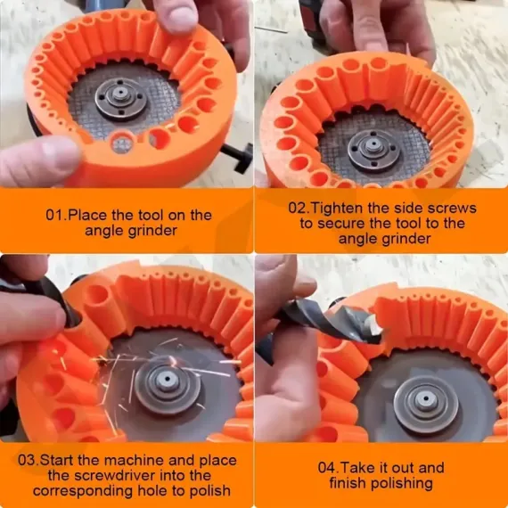 2 PCS Orange Universal Drill Bit Sharpener Attachment - Revive Dull Bits with Your Angle Grinder image: 1