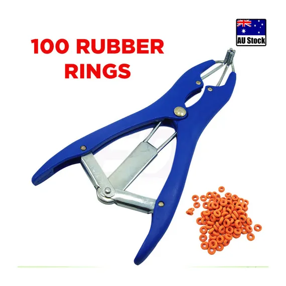Cattle Lamb Sheep Elastrator Castrating Plier with 100 Rubber