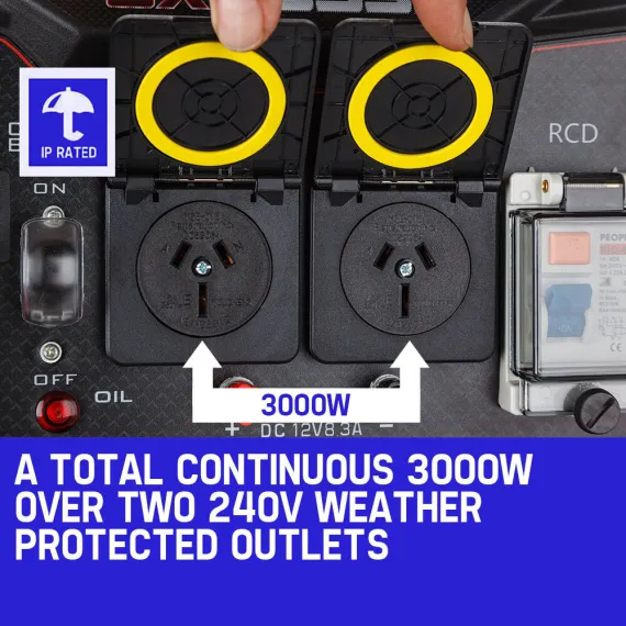 GENPOWER 4.2kW Peak 3kW Rated Generator Single-Phase Petrol - Site Portable image: 1