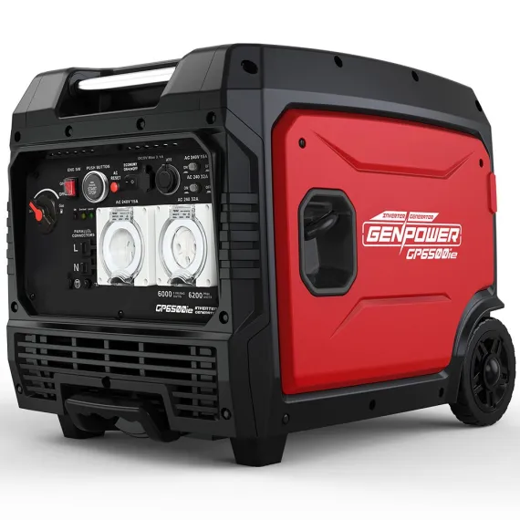 GENPOWER 6.2kW Peak 6.0kW Inverter Generator, Push Button & Remote Start, 15L Tank, Portable w/ Wheels, Camping, Backup