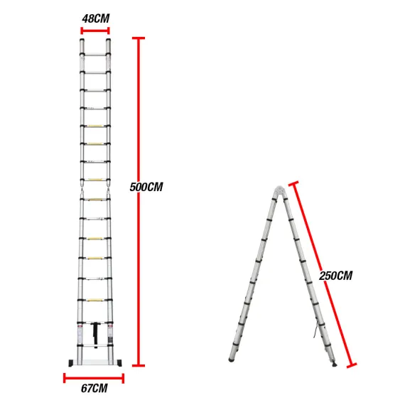 Bullet 5m Telescopic Aluminium Multipurpose Ladder Extension Alloy Step image: 5