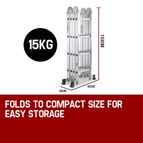 Bullet 5.8m Multipurpose Ladder Aluminium Extension Folding Adjustable Step image: 2