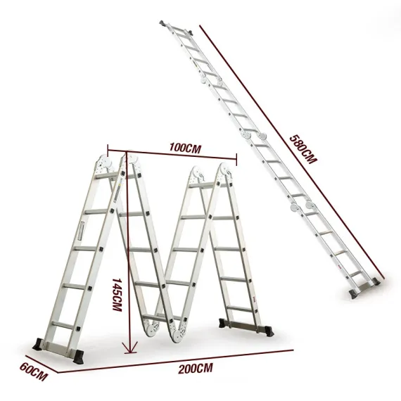 Bullet 5.8m Multipurpose Ladder Aluminium Extension Folding Adjustable Step image: 5