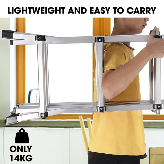 Bullet 5.1m Folding Aluminium Multipurpose Ladder, w/ Workshelf Platform, Spring Assisted Rapid Safety Lock Adjusters image: 8