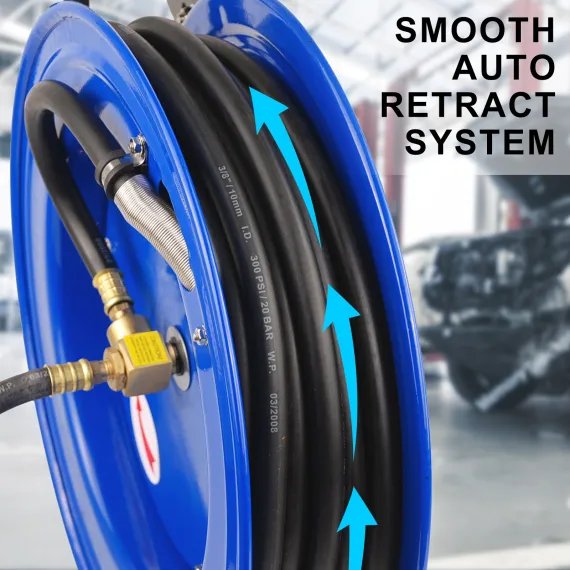 Air Hose Retractable Rewind Reel Automotive Industrial 15m image: 3