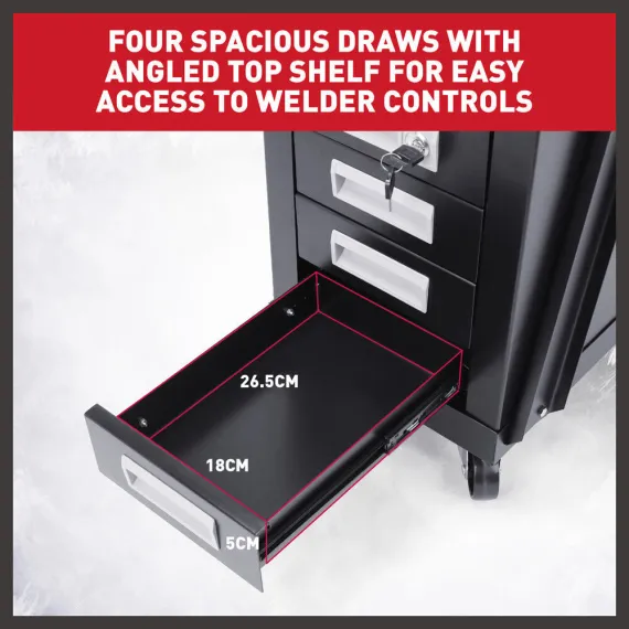 4-Drawer Welding Cart MIG Welder Trolley Cabinet TIG ARC MMA Plasma Cutter Bench image: 5