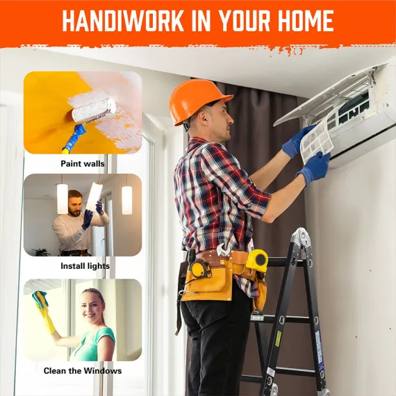 4.7M Multi Purpose Ladder Aluminium Folding Platform Extension Step Non-Slip Au image: 10