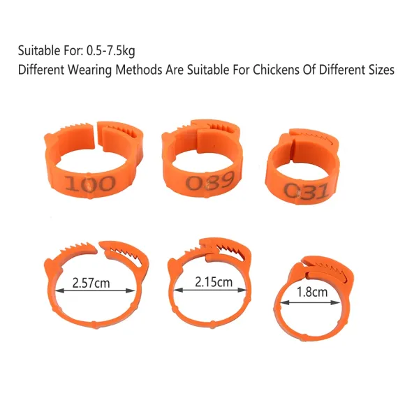 Chicken Duck Goose Leg Rings 100pcs Numbered Ankle Bands Bird ID Tags Farm Use - Green image: 2