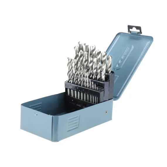 Drill Bits Set Metric Metal Twist High Speed HSS Steel Case 25pcs Coated Tool image: 1