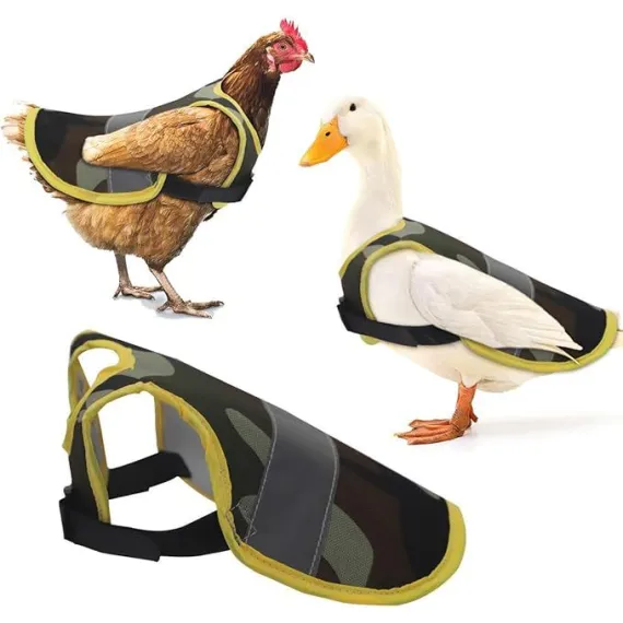 4 Pcs Camouflage Green High Visibility Chicken & Duck Safety Vest - Reflective Poultry Jacket image: 7