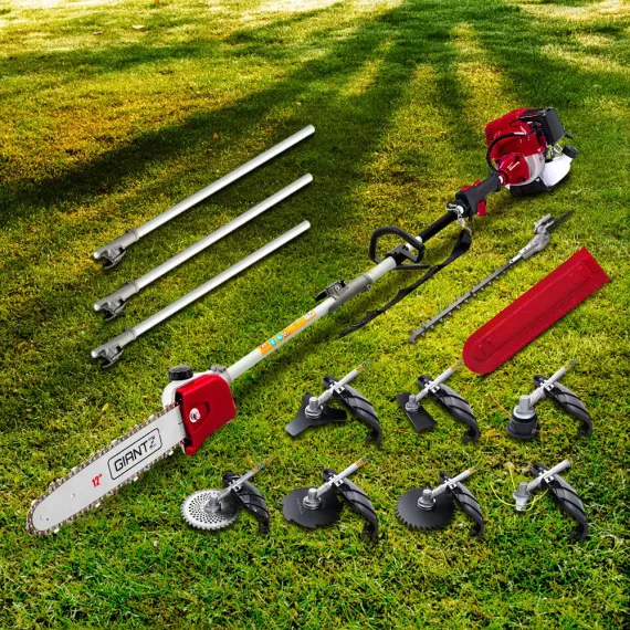 Giantz 31CC 4 Stroke Pole Chainsaw Petrol Hedge Trimmer Tree Pruner 12'' 9 In 1 image: 7