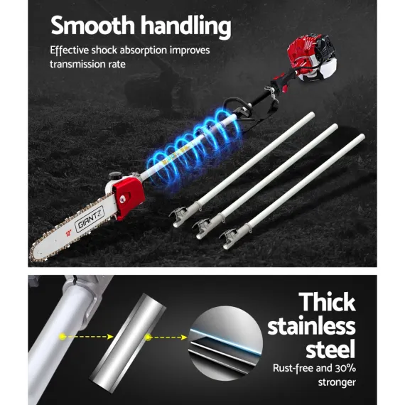 Giantz 52CC Pole Chainsaw 2 Stroke Petrol Hedge Trimmer Tree Pruner 7 In 1 image: 3