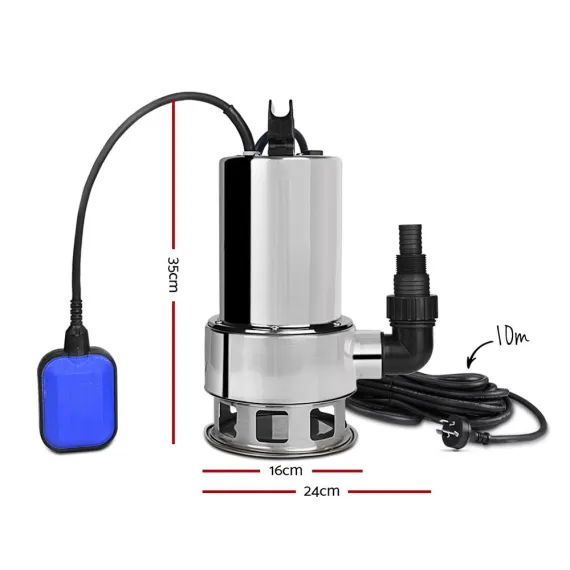 Giantz 1800W Max. Submersible Dirty Water Pump Bore Tank Well Steel Automatic Clean image: 1