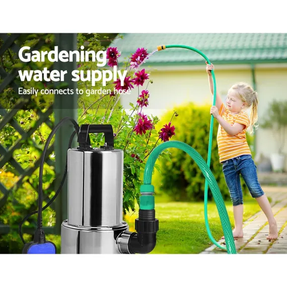 Giantz 1800W Max. Submersible Dirty Water Pump Bore Tank Well Steel Automatic Clean image: 5