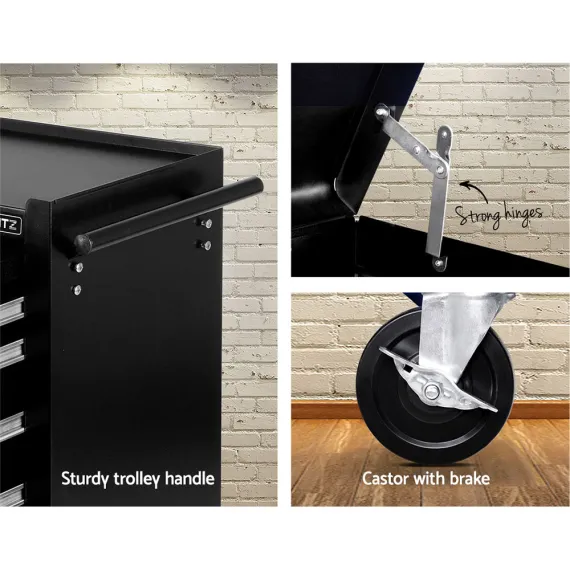 Giantz 14 Drawer Tool Box Cabinet Chest Mechanic Garage Storage Trolley Grey image: 4