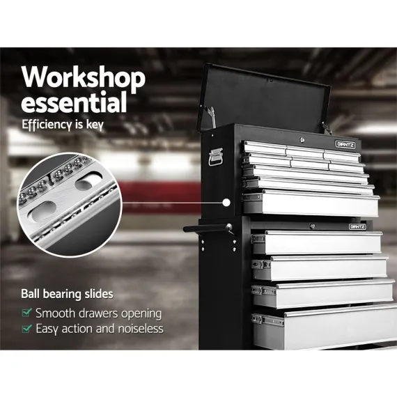 Giantz 14 Drawer Tool Box Cabinet Chest Mechanic Garage Storage Trolley Grey image: 5