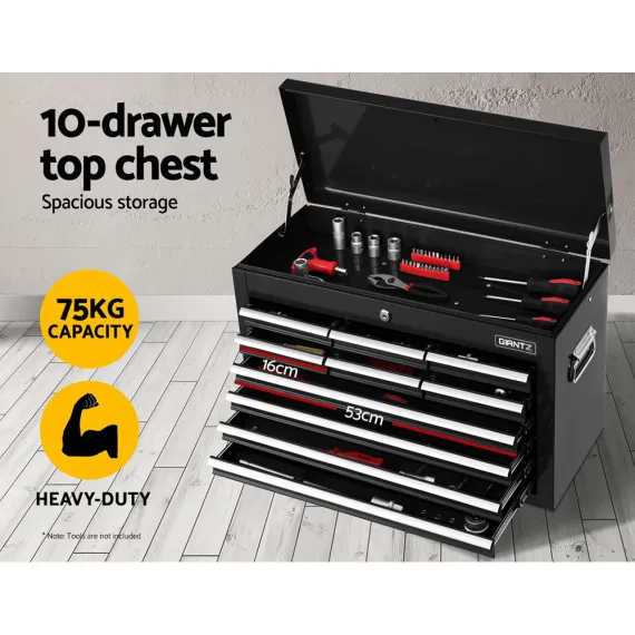 Giantz 17 Drawer Tool Box Cabinet Chest Trolley Toolbox Garage Storage Box Black image: 2