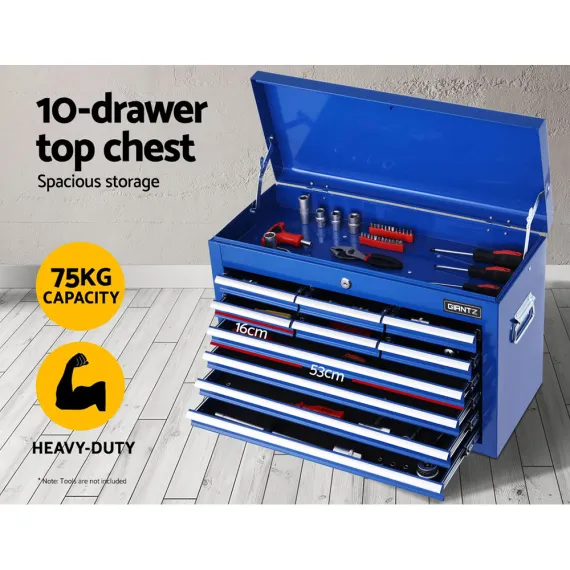 Giantz 17 Drawer Tool Box Cabinet Chest Trolley Toolbox Garage Storage Box Blue image: 2