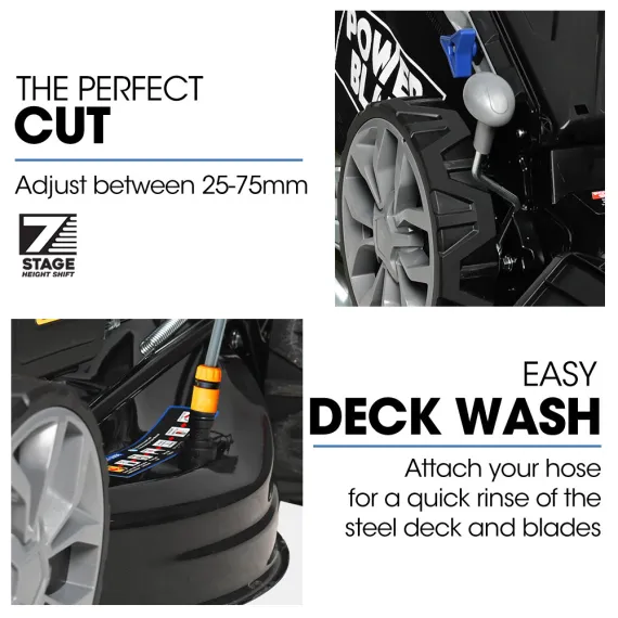 POWERBLADE 20" 200cc Self-Propelled Lawn Mower, Electric Start, 7 Height, Steel Deck, Deck Wash Port, OHV 4-Stroke Petrol - VS950 image: 7