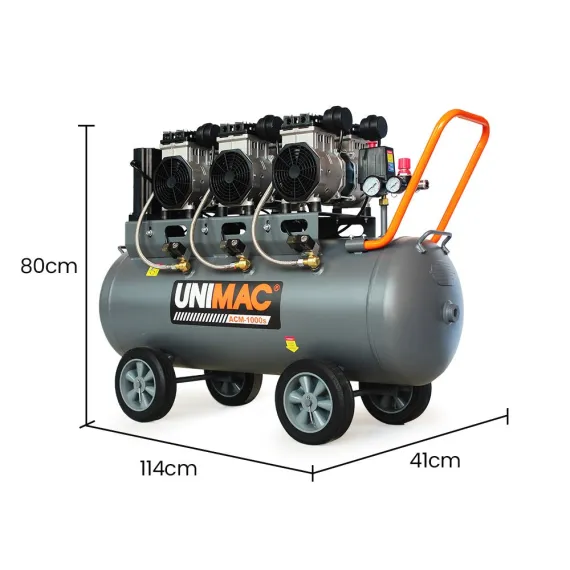 UNIMAC 100L 4.5HP Silent Oil-Free Air Compressor, with Twin Nitto Outlets, 15A Plug image: 10