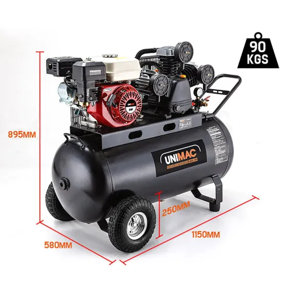 UNIMAC 8HP Air Compressor 115PSI 120L Petrol Powered Industrial Air Conditioning image: 5