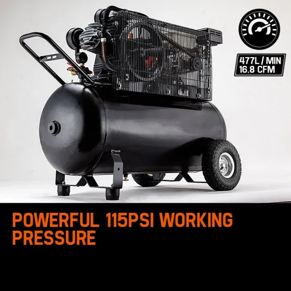 UNIMAC 8HP Air Compressor 115PSI 120L Petrol Powered Industrial Air Conditioning image: 6