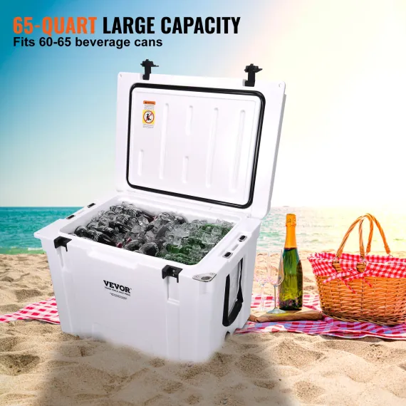 VEVOR Insulated Portable Cooler, 65 qt, Holds 65 Cans, Ice Retention Hard Cooler with Heavy Duty Handle, Ice Chest Lunch Box for Camping, Beach, Picnic, Travel, Outdoor, Keeps Ice for up to 6 Days image: 2