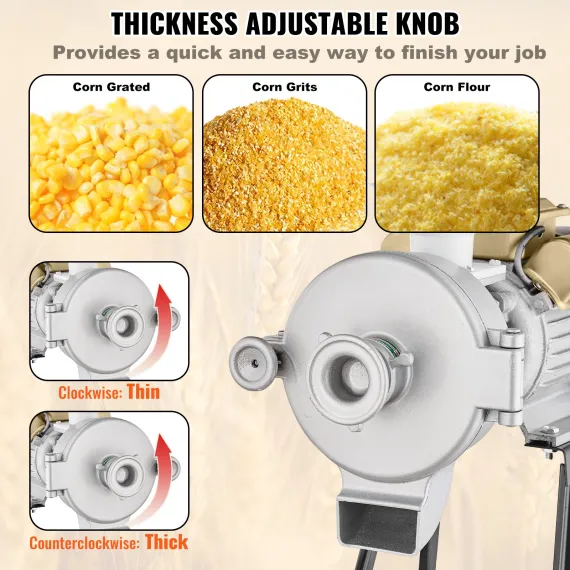 VEVOR 3000W Electric Grain Grinder Corn Wheat Flour Cereal Mill Wet & Dry image: 4
