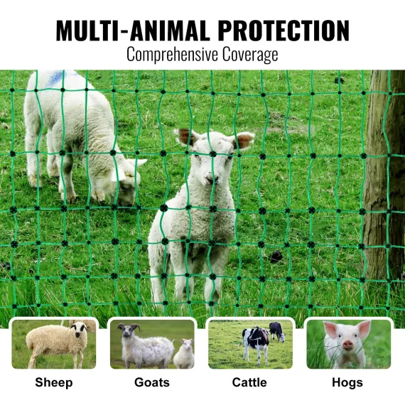 VEVOR Electric Fence Netting, 1.06 x 49.98 m, PE Net Fencing with Posts & Double-Spiked Stakes, Utility Portable Mesh for Goats, Sheep, Lambs, Deer, Hogs, Dogs, Used in Backyards, Farms, and Ranches image: 3