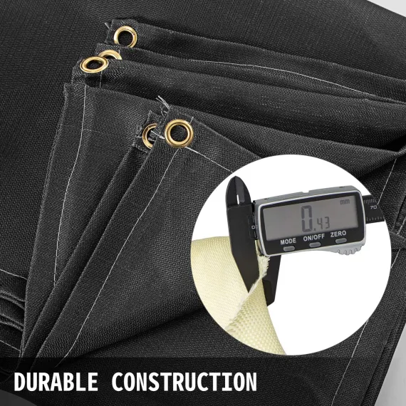 VEVOR 10 x 10 Ft Welding Blanket Black Fiberglass Blanket Portable Fiberglass Fire Retardant Blanket Welding Mat Welding Fireproof Thermal Resistant Insulation With Carry Bag image: 2
