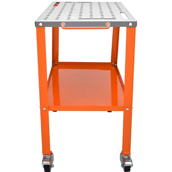 VEVOR 36" x 18" Welding Table, 1200lbs Load Capacity Steel Welding Workbench Table on Wheels, Portable Work Bench with Braking Lockable Casters, 4 Tool Slots, 5/8-inch Fixture Holes, Tool Tray image: 8