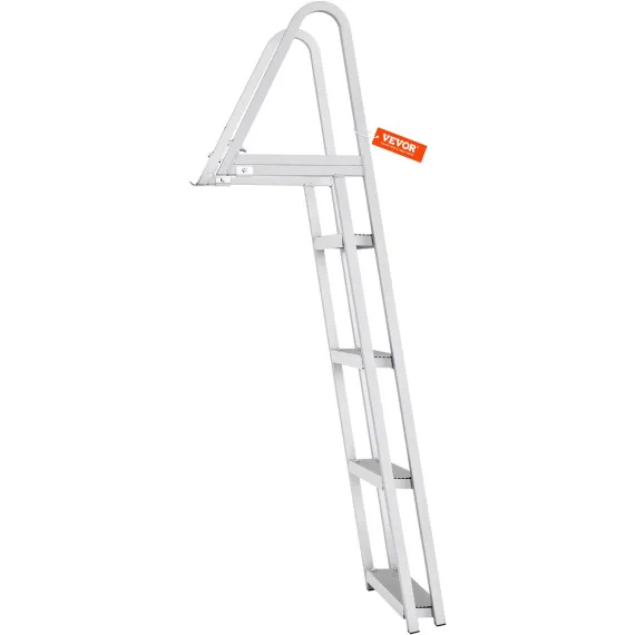 VEVOR Dock Ladder, Removable 4 Steps, 350 lbs Load Capacity, Aluminum Alloy Pontoon Boat Ladder with 4'' Wide Step & Nonslip Mat, Easy to Install for Ship/Lake/Pool/Marine Boarding image: 9