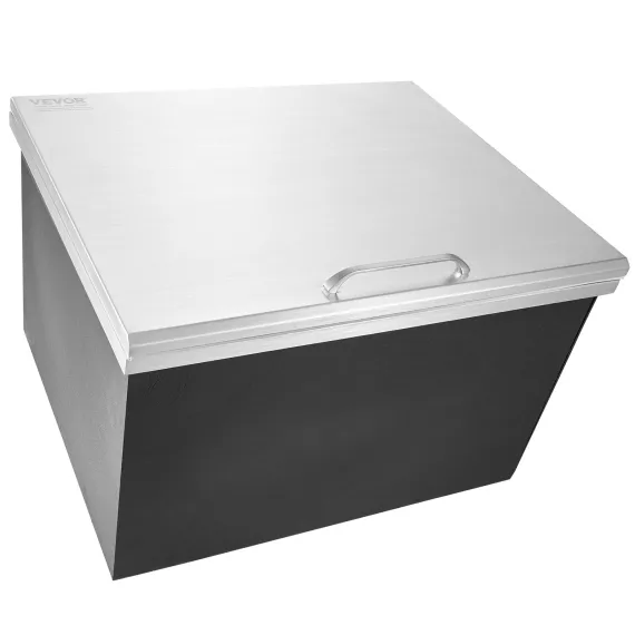 VEVOR Drop in Ice Chest, 28"L x 16"W x 17"H Stainless Steel Ice Cooler, Commercial Ice Bin with Hinged Cover, 40 qt Outdoor Kitchen Ice Bar, Drain-pipe and Drain Plug Included, for Cold Wine Beer image: 9