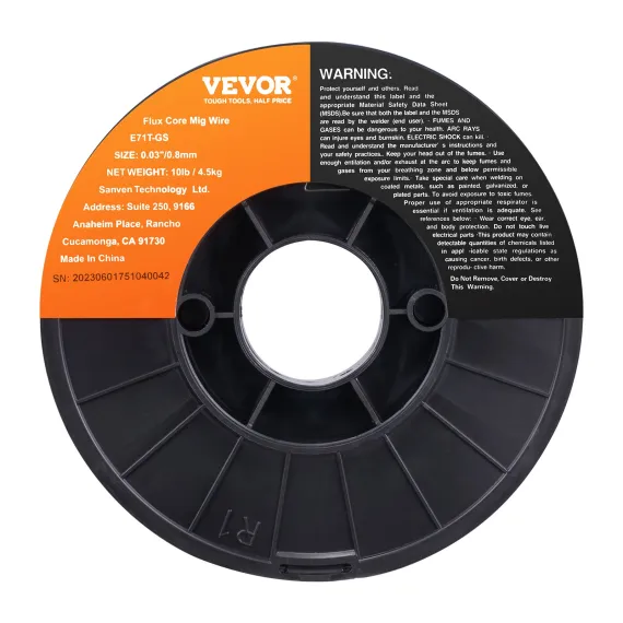 VEVOR Flux Core Welding Wire, E71T-GS 0.030-inch 10LBS, Gasless Mild Steel MIG Welding Wire with Low Splatter for All Position Arc Welding and Outdoor Use image: 9