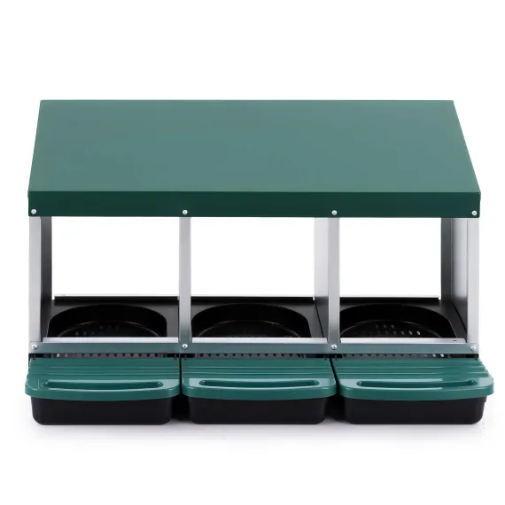 i.Pet Chicken Nesting Box Roll Away 3 Holes Metal Wall Mounted Nest Box Green image: 2
