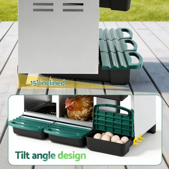 i.Pet Chicken Nesting Box Roll Away Metal Nesting Box Wall Mounted 6 Holes Green image: 4